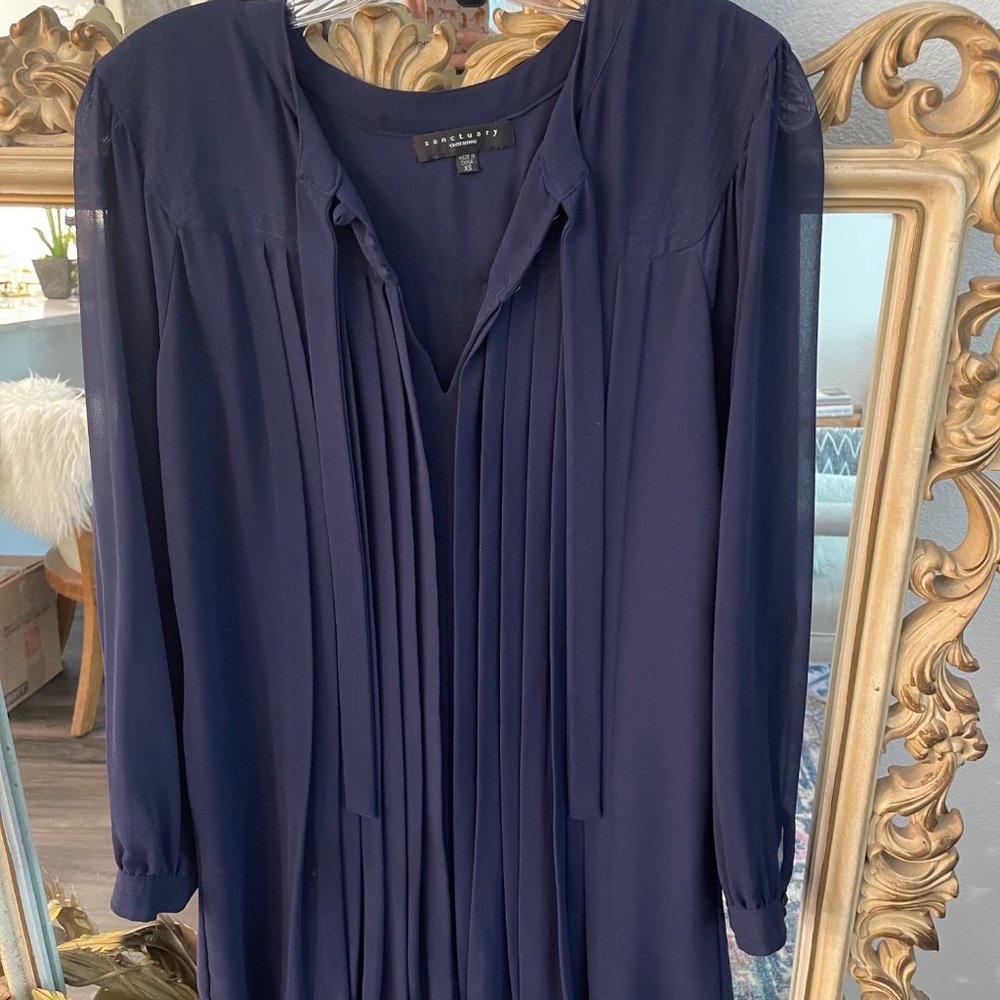 Sanctuary Pleated Navy Shift Dress
